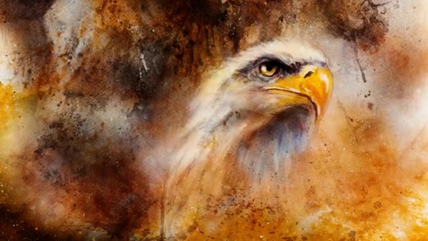 Vacker Målning Två Eaglesin Kosmiska Rymden — Stockvideo