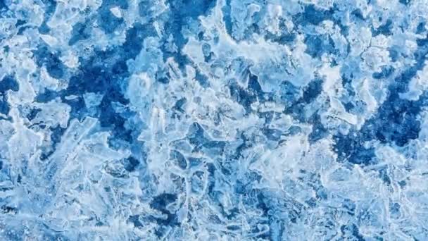 Textura Gelo Lago Congelado Fundo Cor Azul — Vídeo de Stock