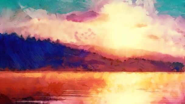 Wunderschöne Landschaft Mit Aufgehender Sonne Die Sich Auf Dem Wasser — Stockvideo