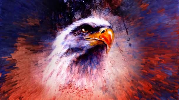 Beautiful Painting Eagle Abstract Background Color Spot Structures — Stock Video