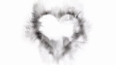 Watercolour splashes heart on white paper background. Loop Animation