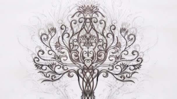 Tree Life Symbol Structured Ornamental Background Yggdrasil Loop Animation — Vídeo de Stock