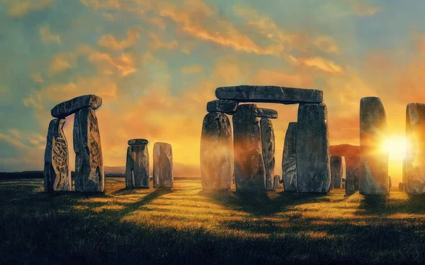 Stonehenge Amanecer Arte Digital — Foto de Stock