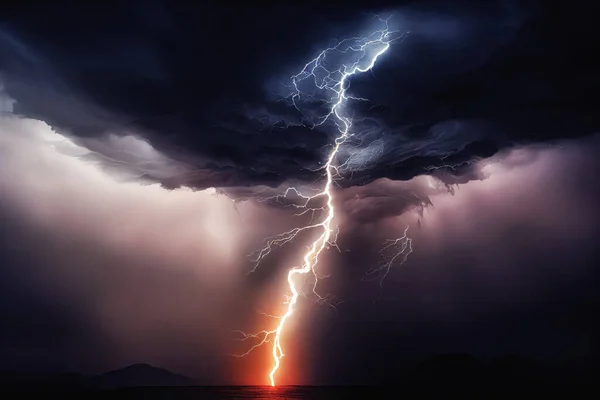 Νύχτα Καταιγίδα Και Αστραπή Στα Σύννεφα Ψηφιακή Τέχνη — Φωτογραφία Αρχείου