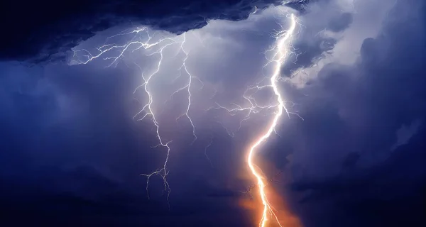 Stock image night storm and lightning in the clouds. Digital art