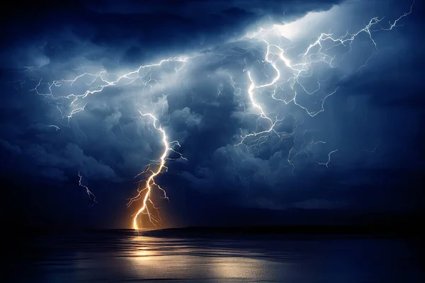 Νύχτα Καταιγίδα Και Αστραπή Στα Σύννεφα Ψηφιακή Τέχνη — Φωτογραφία Αρχείου