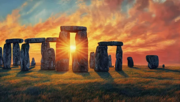 Stonehenge Nascer Sol Arte Digital — Fotografia de Stock