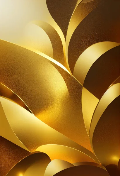 Abstrakte Glänzende Farbe Goldwelle Luxuriöser Hintergrund Digitale Kunst — Stockfoto