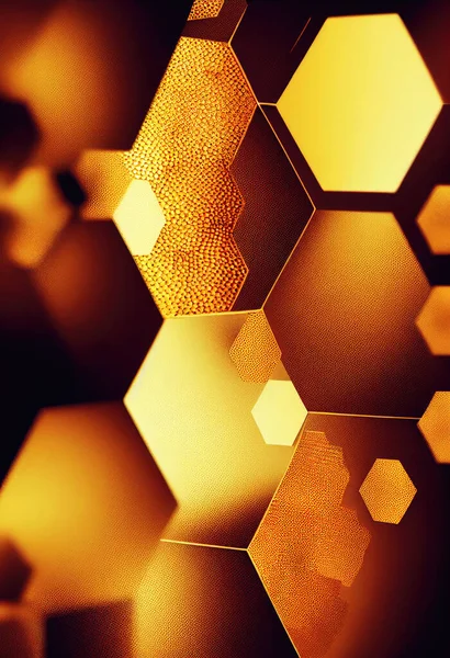 Krásné Zlaté Šestiúhelníkové Voštinové Pozadí Digitální Umění — Stock fotografie