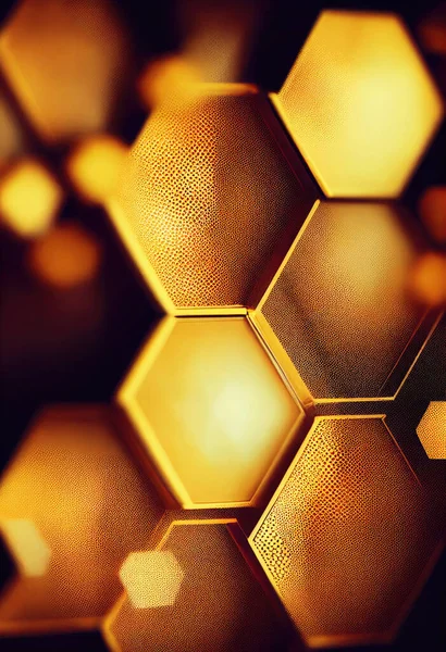 Gyönyörű Arany Hatszögletű Méhsejt Háttér Digitális Művészet — Stock Fotó