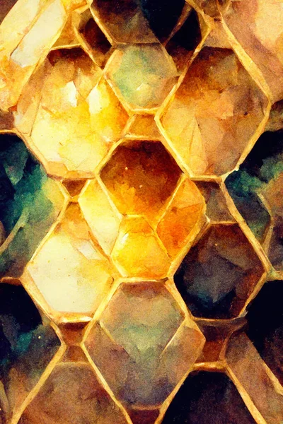 Gyönyörű Arany Hatszögletű Méhsejt Háttér Digitális Művészet — Stock Fotó