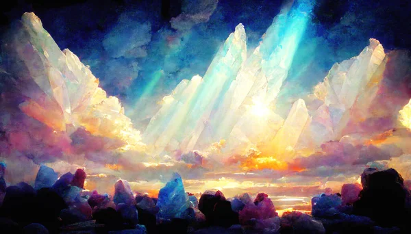 Indah Kristal Abstrak Latar Belakang Cahaya Langit Kristalan Stok Lukisan  