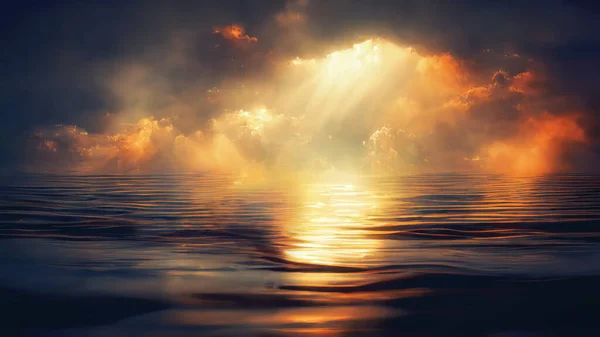 Όμορφο Ηλιοβασίλεμα Πάνω Από Θάλασσα Ψηφιακή Τέχνη — Φωτογραφία Αρχείου