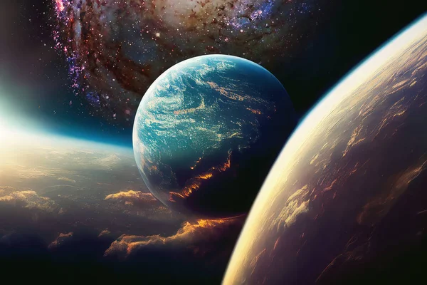Kozmikus Tér Bolygó Digitális Művészet — Stock Fotó