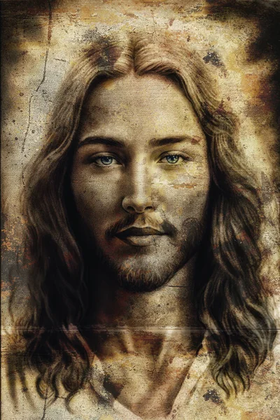 Portret Van Jezus Christus Oude Structuur Digitale Kunst — Stockfoto
