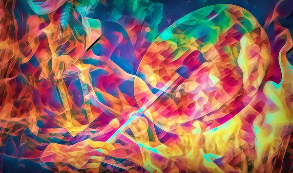Красивая Шаманская Девушка Играющая Шаманском Барабане Природе Фон Огня — стоковое фото