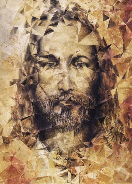Retrato Jesus Cristo Efeito Espelho Quebrado — Fotografia de Stock