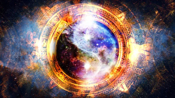Yin Yang Szimbólum Kozmikus Térben — Stock Fotó