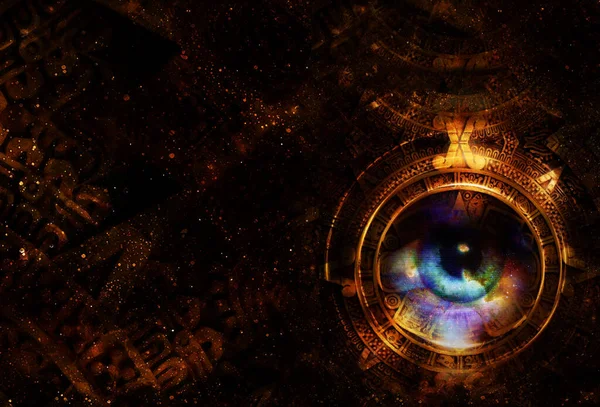 Ancient Mayan Calendar Eye Cosmic Space — Stock Photo, Image