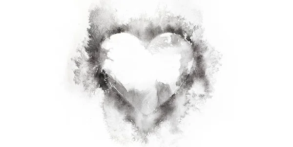 Watercolour Splashes Heart White Paper Background — Stock Photo, Image