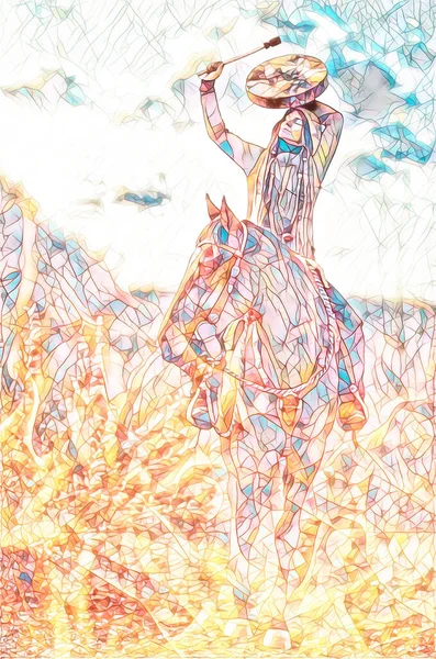 Junge Schöne Gefürchtete Mädchen Freien Mit Ihrem Wahren Pferd Und — Stockfoto