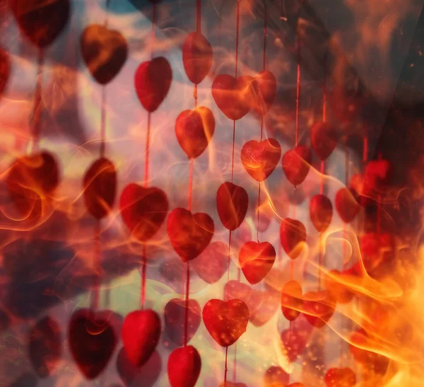 Valentinstag Hintergrund Mit Herzen Valentinsherz Feuerwirkung — Stockfoto