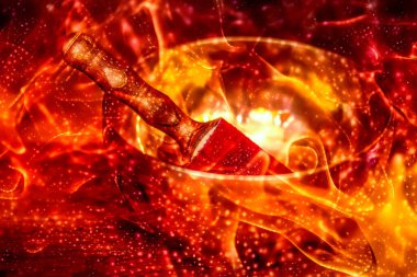 Güzel Tibet kasesi. Ateş etkisi