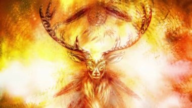 Kutsal süs geyik ruhu dream catcher simge ve kozmik uzay tüyler ile