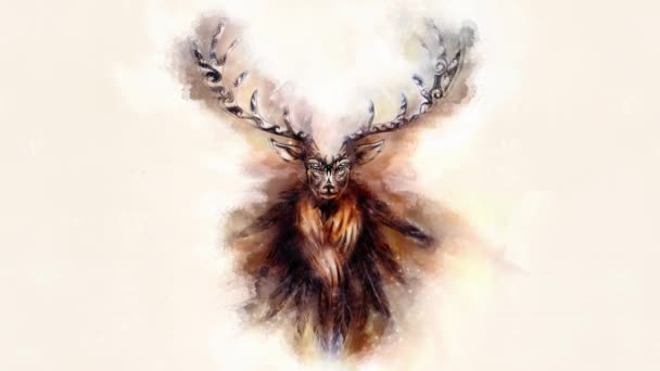 Malarstwo Ducha Święte Mitologicznych Jelenia Ozdoby — Wideo stockowe