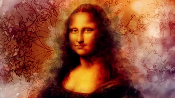 Репродукція Живопис Мона Ліза Леонардо Вінчі Графічні Ефект — стокове відео