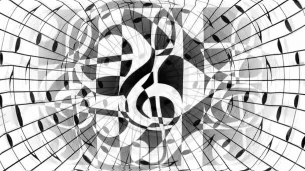 Abstract Music Theme Background Music Note Clef Modern Design Black — Stockvideo