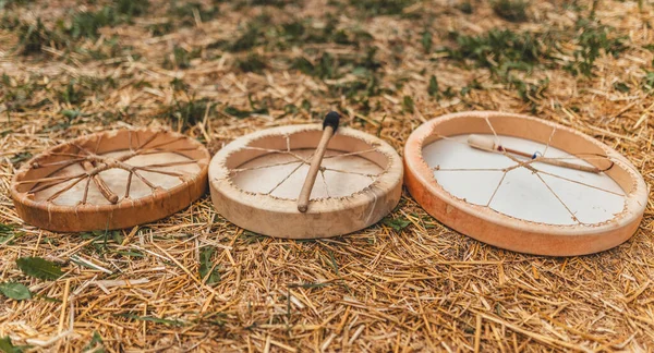 stock image Beautiful shaman drum in nature