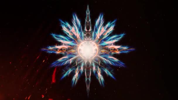 羽を持つ星の形をした装飾的なグラフィック フラクタル効果 — ストック動画