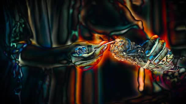 Rökelse Kvinnas Hand Ceremoni Utrymme Konstnärlig Effekt Animering Loopar — Stockvideo