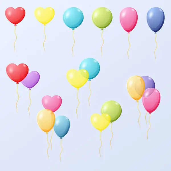 Ballons Dessins Animés Différentes Formes Pour Décoration Dans Fête Célébration — Image vectorielle