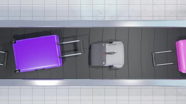 컨베이어 벨트를 이동하는 수하물의 바다없는 애니메이션 — 비디오