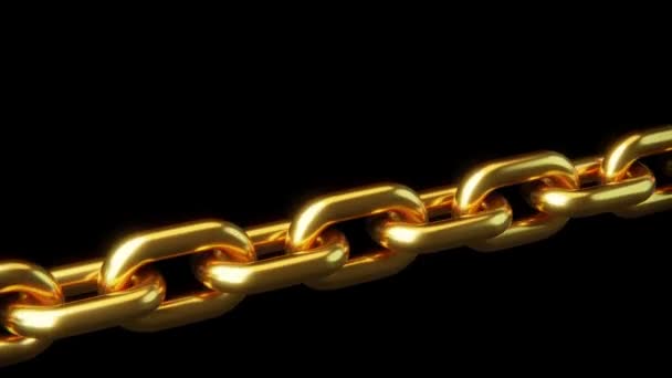 Realistic Seamless Looping Loop Animation Gold Chain Uhd Black Screen — Stockvideo