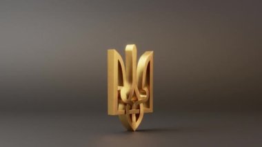 3d seamless animation of the coat of arms of Ukraine rotating at 360. 4K looped animation of the emblem of Ukraine. Loop symbol of Ukraine.