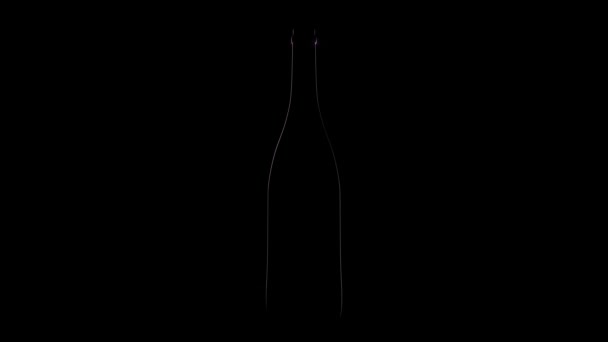 Siyah Arka Planda Şarap Şişesi Yakıcı Parıltılar Kusursuz Döngü Ürün — Stok video