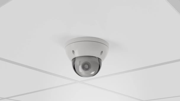 Video Beveiliging Koepel Camera Camera Hangt Aan Het Plafond Schiet — Stockvideo
