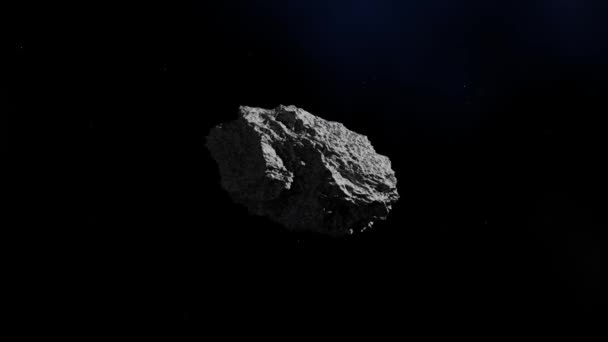 Asteróide Espaço Meteorito Voa Gira Lentamente Céu Estrelado Uhd Renderização — Vídeo de Stock