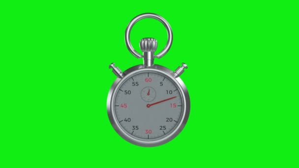 Stopwatch Seamless One Minute Loop Realtime One Minute Chroma Key — Stock Video