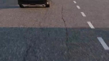Asfalt atışı, araba geçişi, kusursuz döngü döngüsü. Fullhd 3D meslek yüksek kalitede