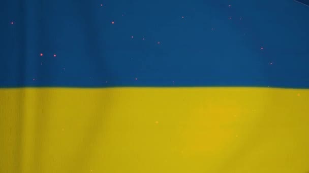 Pętla Flagi Ukrainy Realistyczna Pętla Płynna Pętla Cząsteczkami Ognia Uhd — Wideo stockowe