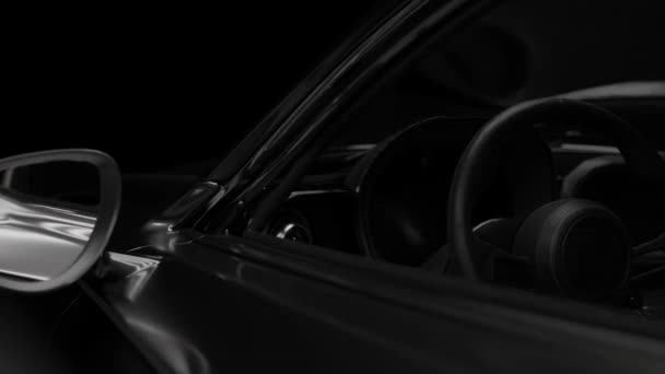 Schwarzes Hybrid Sportwagen Elektroauto Studiobeleuchtung Mit Schärfentiefe Uhd 3840X2160 Professionelle — Stockvideo