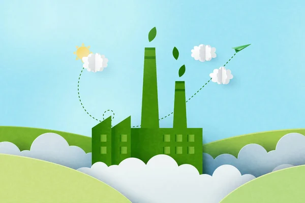 Industria Verde Energías Renovables Alternativas Fondo Ecológico Conceptual Arte Papel — Vector de stock