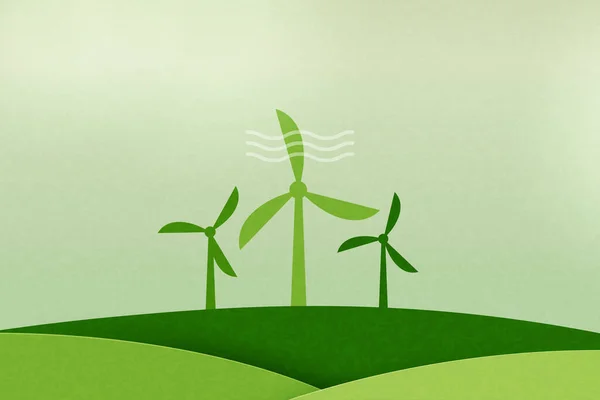 Ανεμοστρόβιλος Και Εναλλακτική Ανανεώσιμη Ενέργεια Πράσινο Φιλικό Προς Περιβάλλον Τοπίο — Διανυσματικό Αρχείο