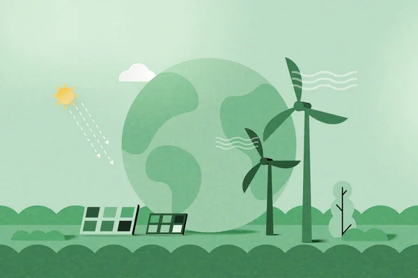Зеленая Альтернативная Возобновляемая Энергия Зеленый Экологический Ландшафт Фон Экология Окружающая — стоковый вектор