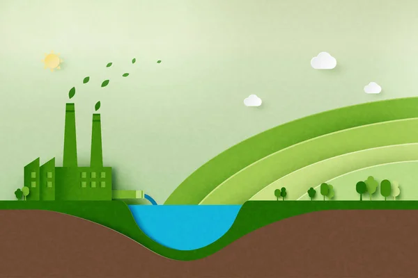 Industria Verde Energías Renovables Alternativas Fondo Verde Ecológico Del Paisaje — Vector de stock