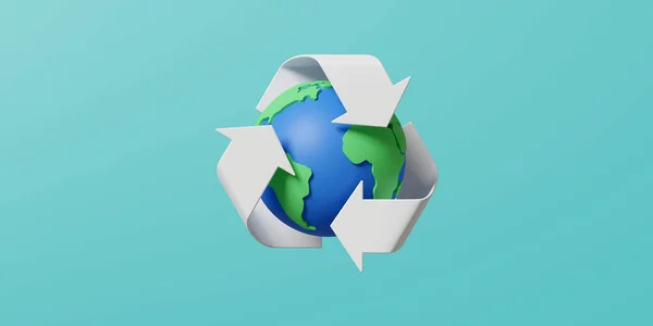 Earth Recycle Symbol World Environment Earth Day Concept Minimal Scene — Stock Photo, Image